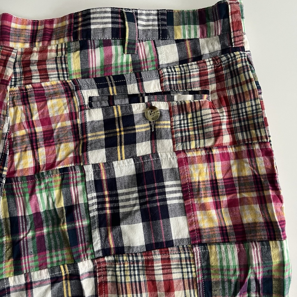 The Vermont Country Store Men's 38 Shorts Plaid Patchwork Madras Cotton Preppy - Picture 6 of 12